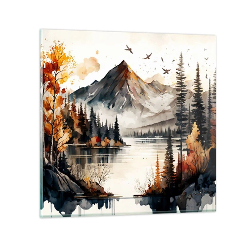 Quadro su vetro - L'autunno dorato sui monti - 70x70 cm