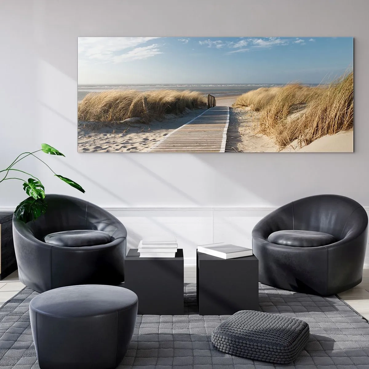Quadro su vetro - Dopo la duna, nel fruscio dell'erba - 100x40 cm