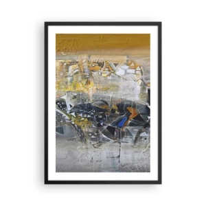 Poster in cornice nera - Una composizione astratta nei toni dell'oro e del grigio. - 50x70cm - Tutto andrà bene - Decorazione murale moderna per soggiorno e camera da letto ARTTOR
