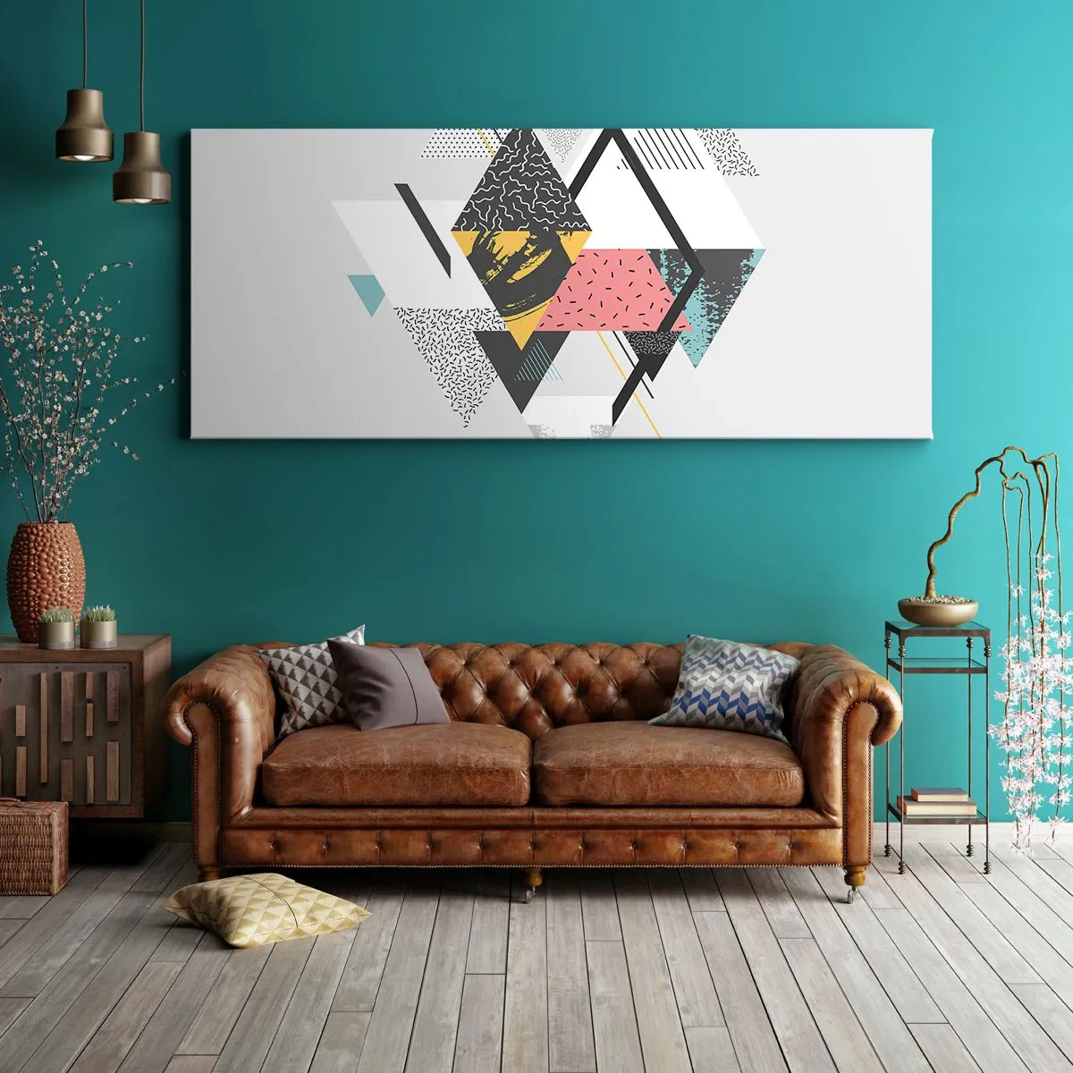 Quadro su tela - Stampe su Tela - Variazione con triangoli e rombi - 90x30 cm