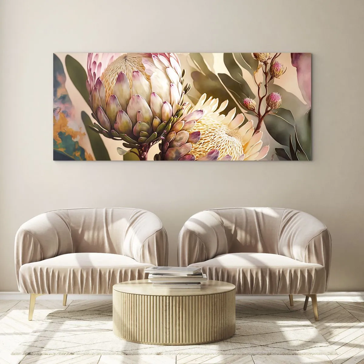 Quadro su vetro - Tenero abbraccio - 100x40 cm