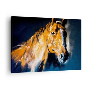 Quadro su tela - Stampe su Tela - Ritratto di un cavallo in stile dinamico e pittorico - 70x50cm - Allora, andiamo? - Decorazione murale moderna per soggiorno e camera da letto ARTTOR
