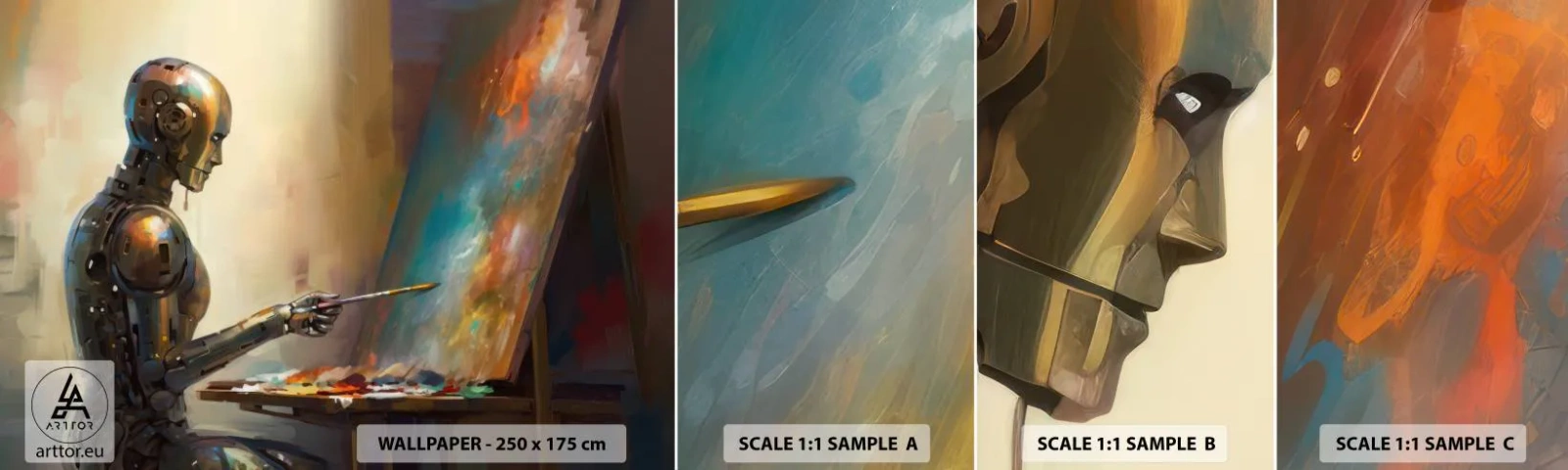 Campione Di Fotomurale Standard Eco - L'arte del futuro - Pittura, Robot, Spazzola - 100x30 cm
