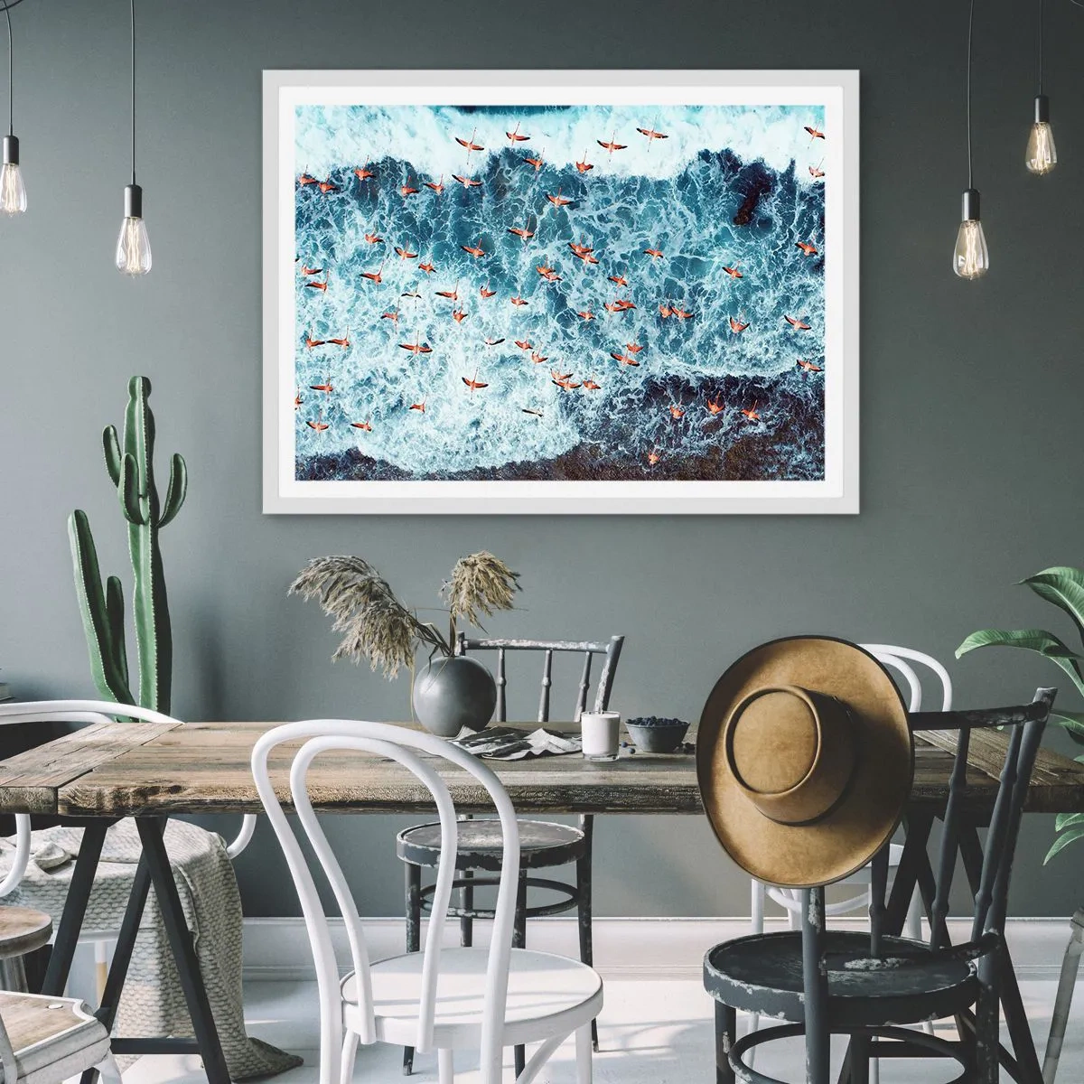 Poster in cornice bianca - Parata sotto il mare - 100x70 cm