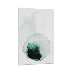 Quadro su vetro - Goccia d'acqua astratta con sfumature di verde e nero - 70x100cm - In una goccia d'acqua - Decorazione murale moderna per soggiorno e camera da letto ARTTOR