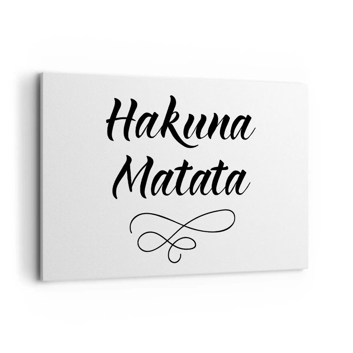 Quadro su tela - Stampe su Tela - Citazione di Hakuna Matata in un elegante carattere su sfondo bianco - 120x80cm - Il miglior consiglio - Decorazione murale moderna per soggiorno e camera da letto ARTTOR