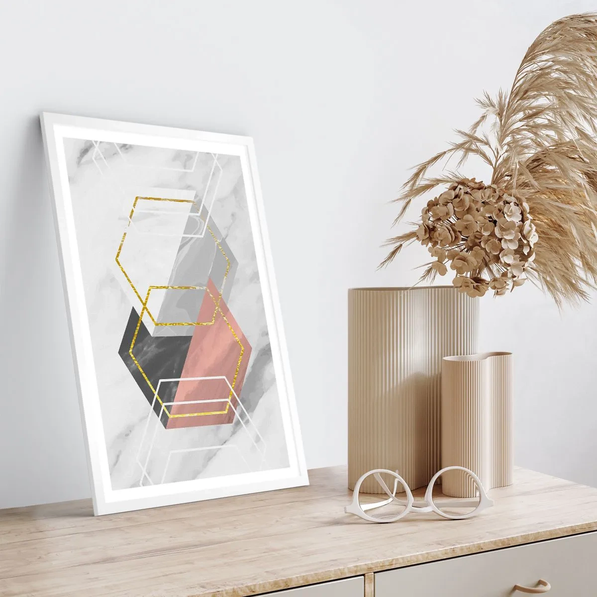 Poster in cornice bianca - Composizione a catena - 40x50 cm