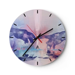 Orologio da parete - Orologio in Vetro - Due mani in astrazione pastello ispirate all'arte - 30x30cm - La scintilla divina della vita - Decorazione murale moderna per soggiorno, cucina e camera da letto ARTTOR