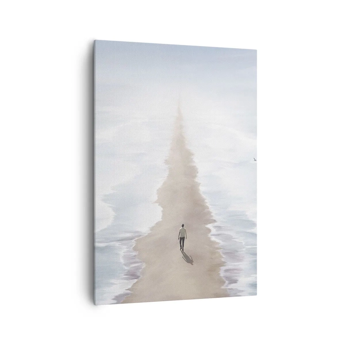 Quadro su tela - Stampe su Tela - Una figura su una strada solitaria in mezzo a un vasto paesaggio acquatico - 70x100cm - Un futuro luminoso - Decorazione murale moderna per soggiorno e camera da letto ARTTOR