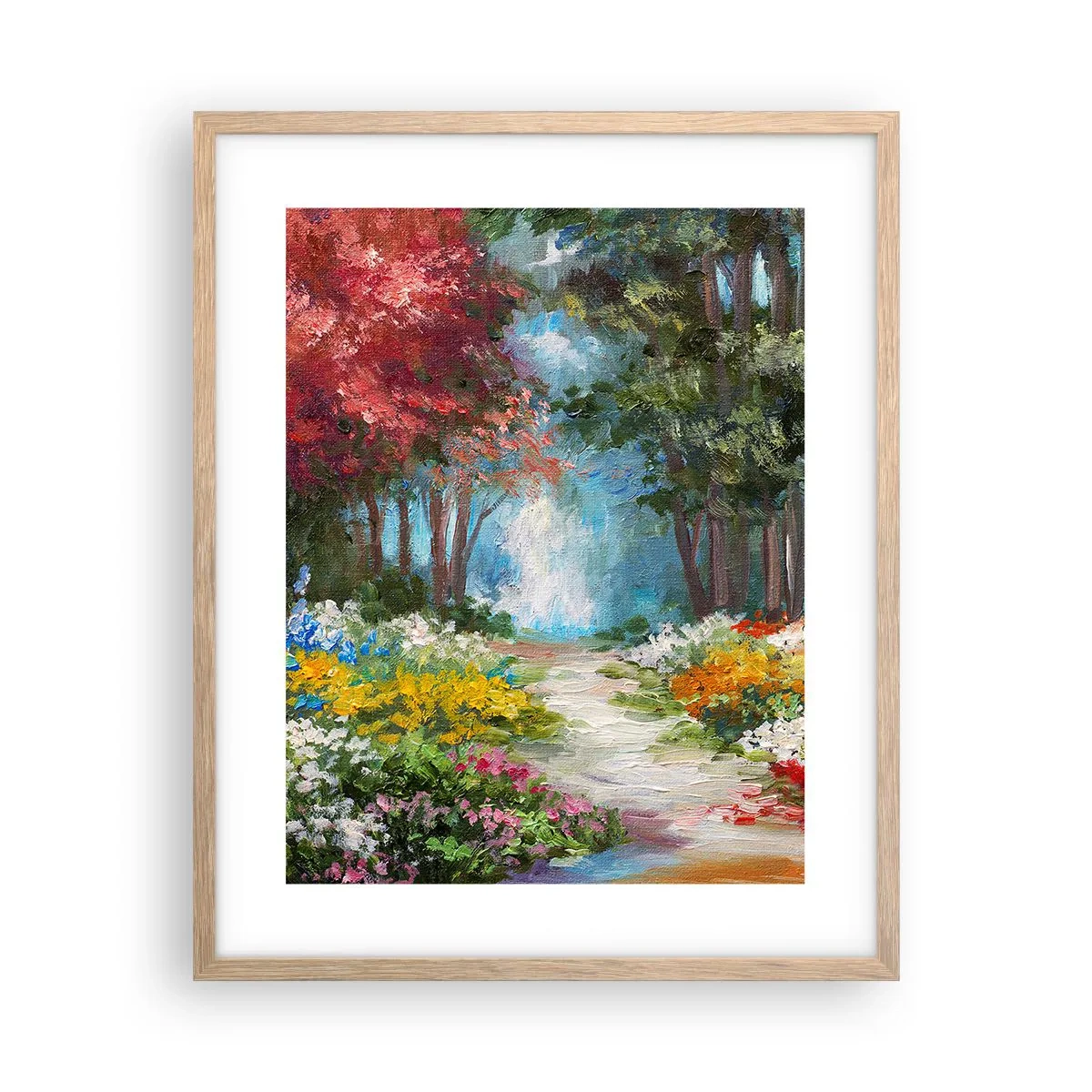 Poster in cornice rovere chiaro - Il giardino del bosco d'aprile - 40x50 cm