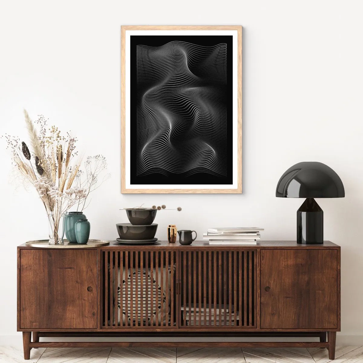Poster in cornice rovere chiaro - La danza della luce nello spazio - 40x50 cm