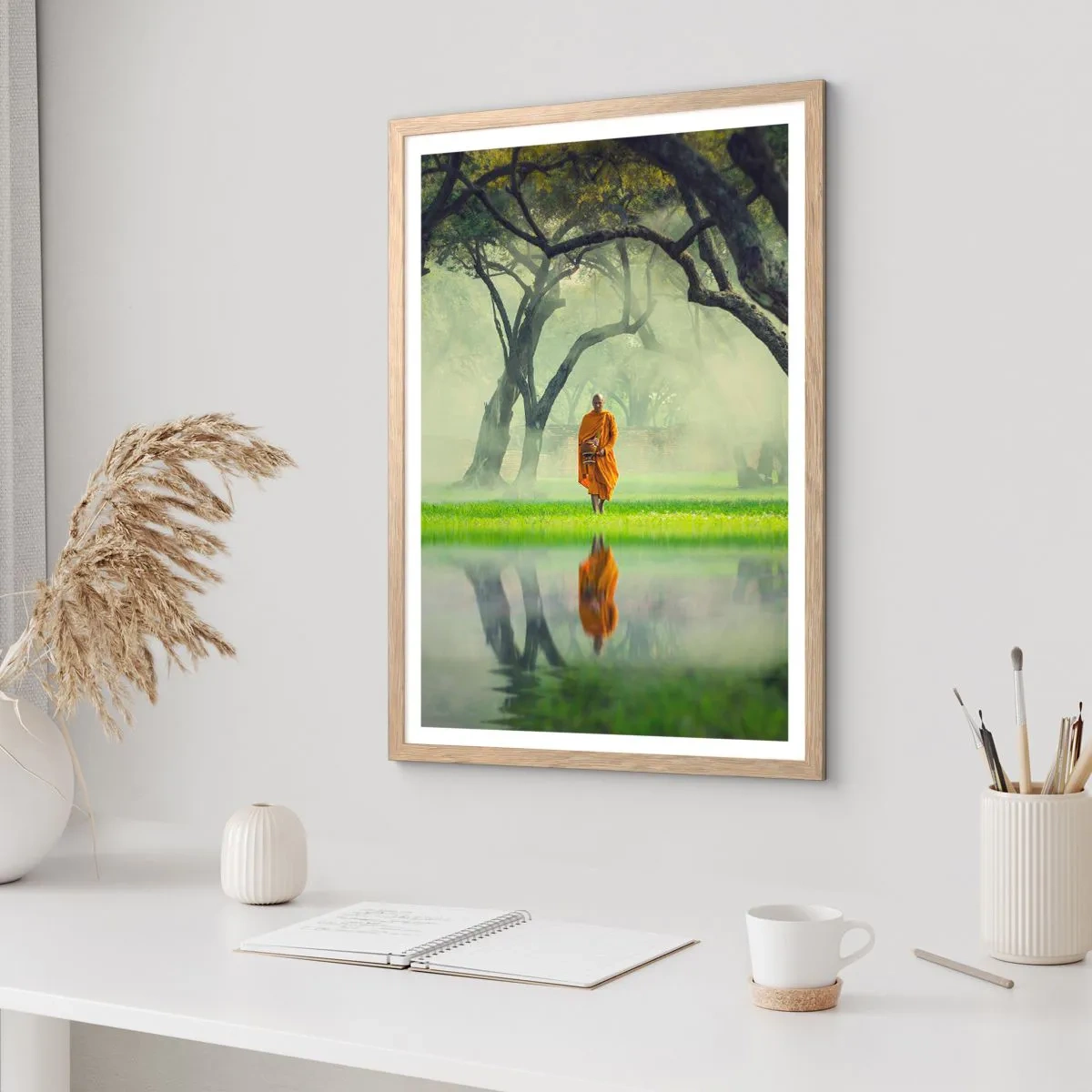 Poster in cornice rovere chiaro - In cammino verso l'illuminazione - 40x50 cm