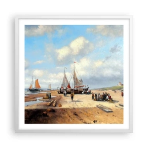 Poster in cornice bianca - Dopo una buona pesca - 60x60 cm