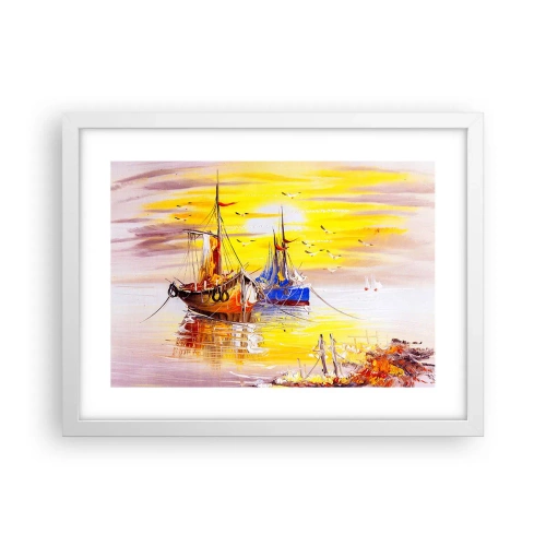 Poster in cornice bianca - Meritato riposo nel porto - 40x30 cm