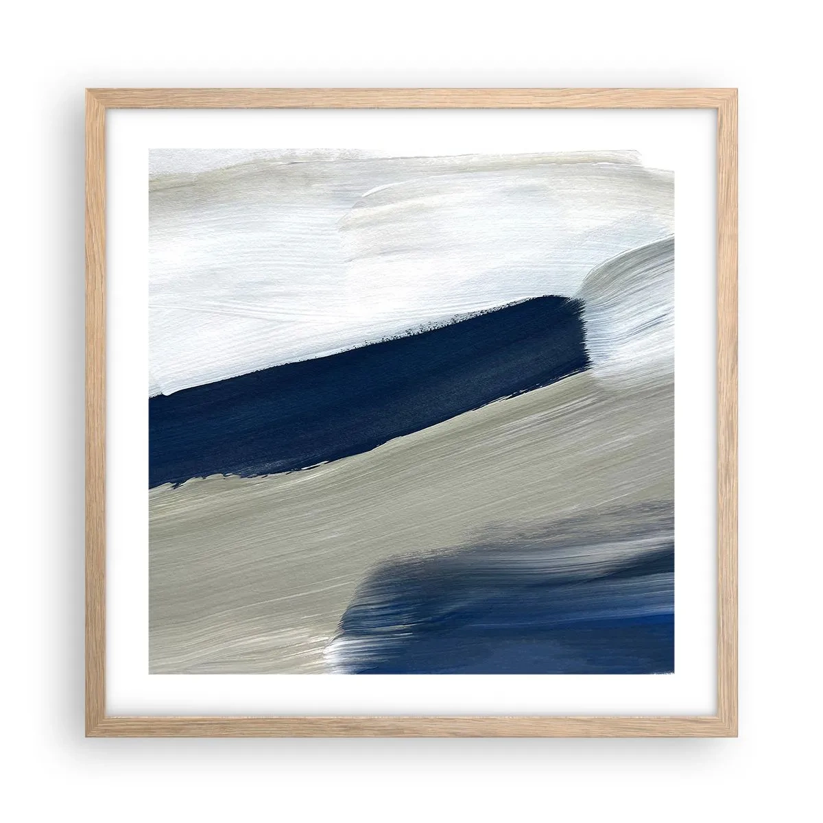 Poster in cornice rovere chiaro - Incontro con il bianco - 50x50 cm