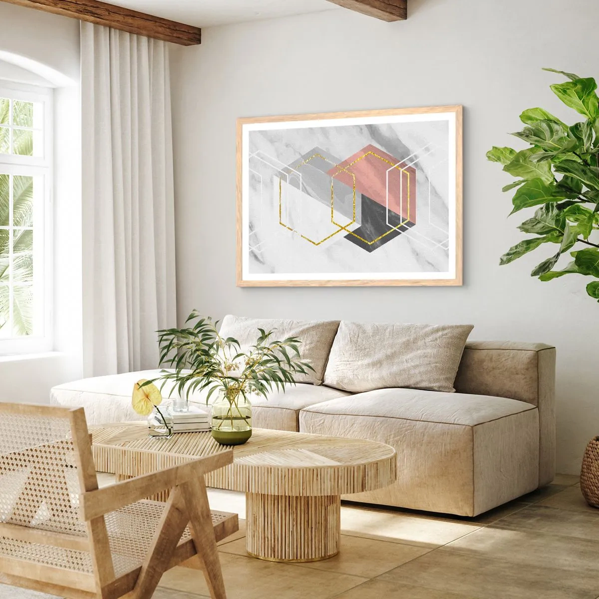 Poster in cornice rovere chiaro - Composizione a catena - 40x30 cm