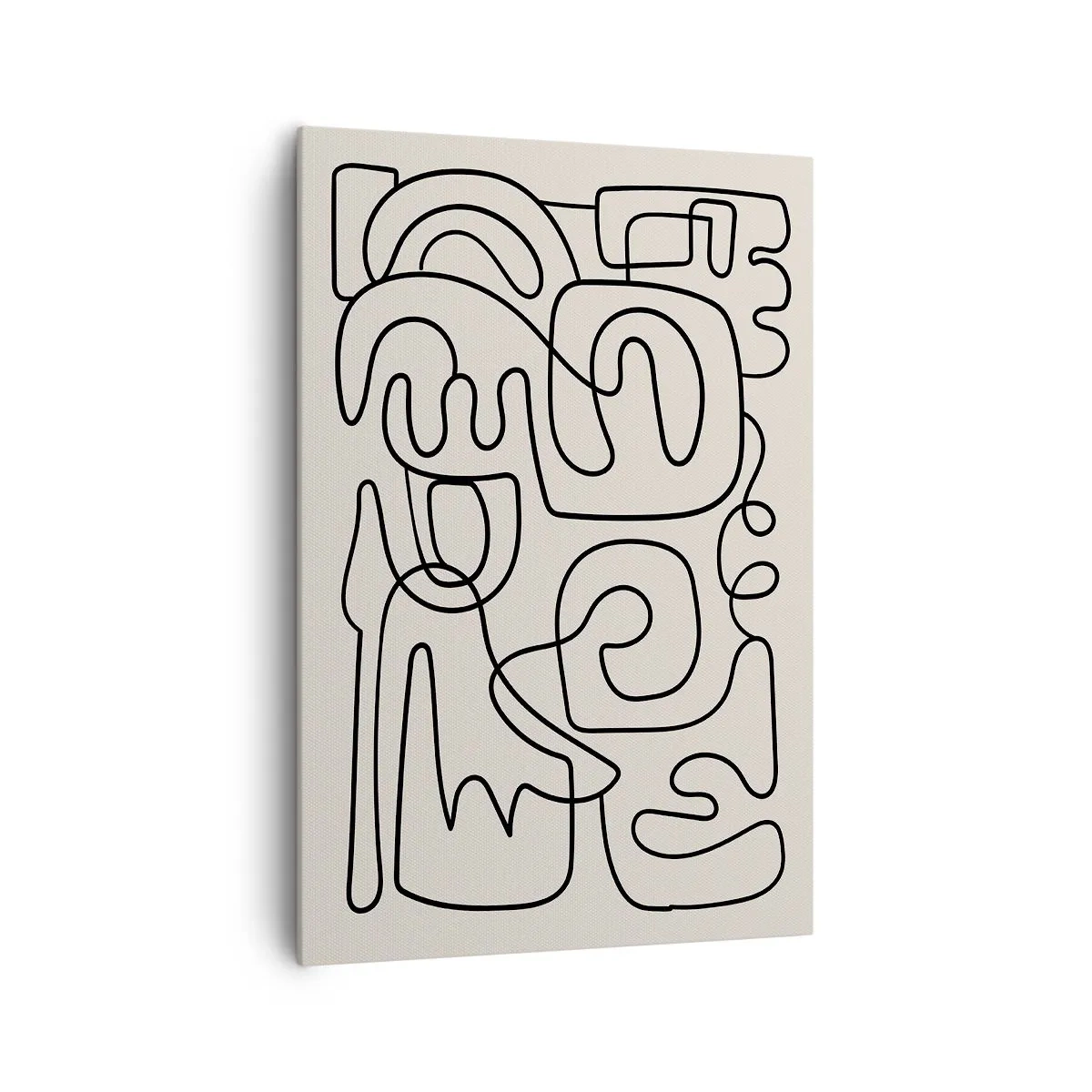 Quadro su tela - Stampe su Tela - Motivo astratto di linee nere su sfondo chiaro - 70x100cm - Segui il percorso - Decorazione murale moderna per soggiorno e camera da letto ARTTOR