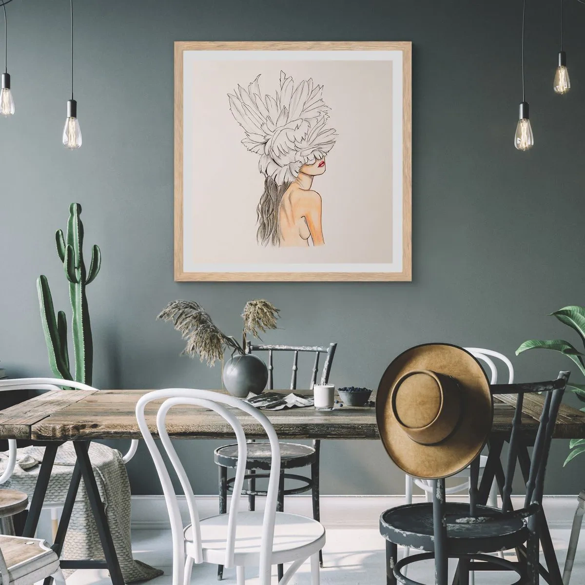 Poster in cornice rovere chiaro - Bellezza coronata - 40x40 cm