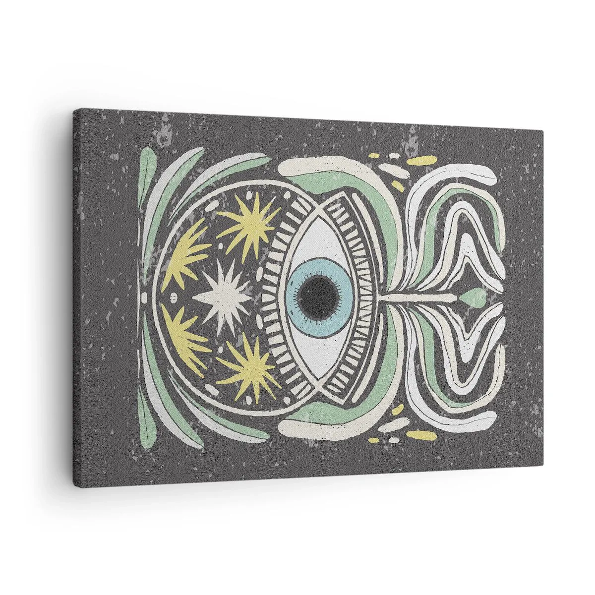 Quadro su tela - Stampe su Tela - Un occhio simbolico circondato da motivi astratti - 70x50cm - Rituali tribali - Decorazione murale moderna per soggiorno e camera da letto ARTTOR