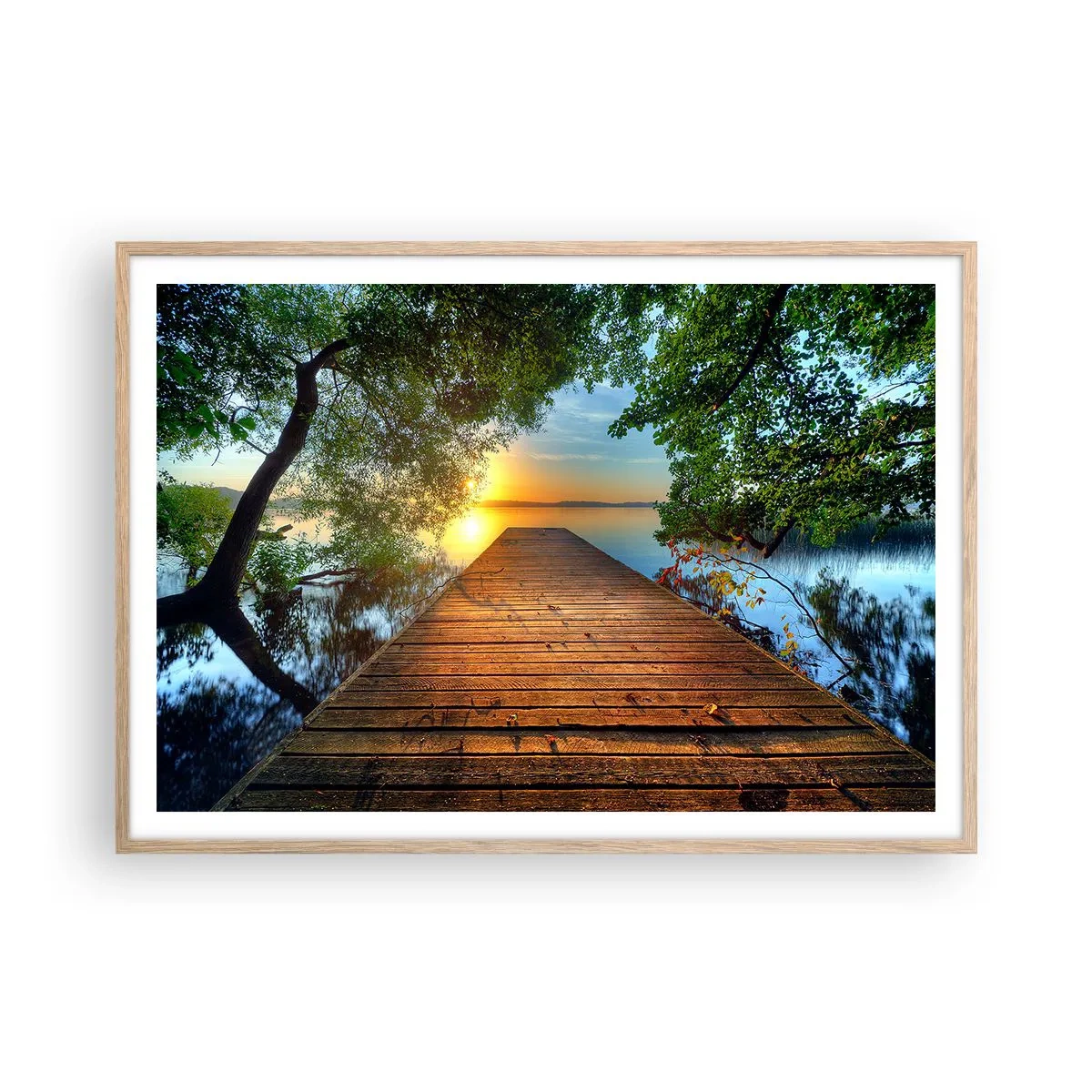 Poster in cornice rovere chiaro - Non avere fretta, siediti - 100x70 cm