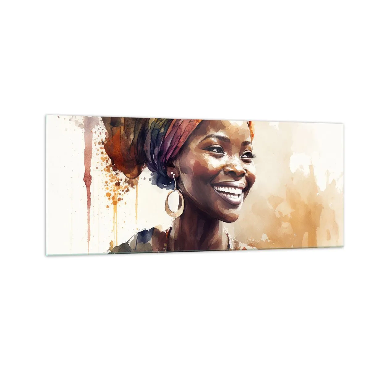Quadro su vetro - Regina africana - 100x40 cm