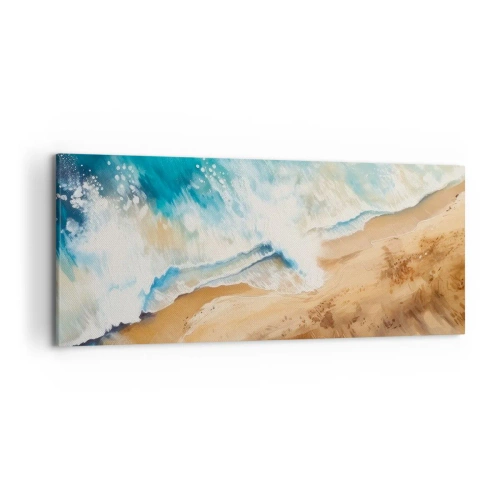 Quadro su tela - Stampe su Tela - Un'onda del mare che si infrange contro la riva sabbiosa - 120x50cm - L'onda che ritorna - Decorazione murale moderna per soggiorno e camera da letto ARTTOR