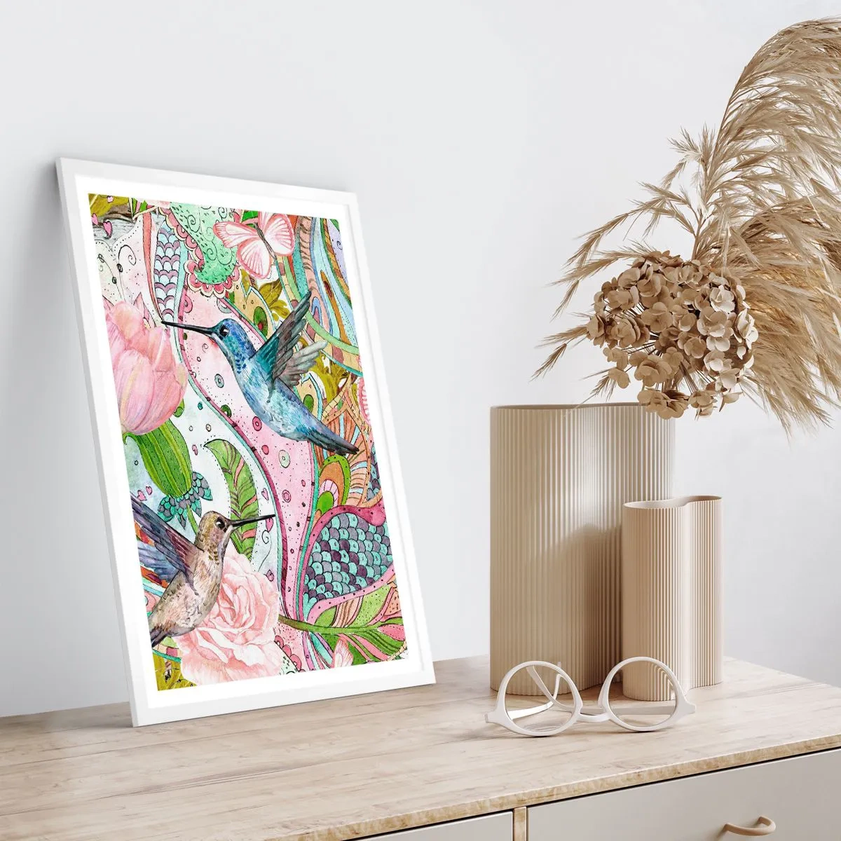 Poster in cornice bianca - Intrecciate nei rami - 50x70 cm