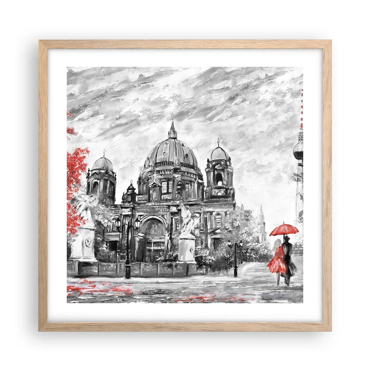 Poster in cornice rovere chiaro - Incontro a Berlino - 50x50 cm