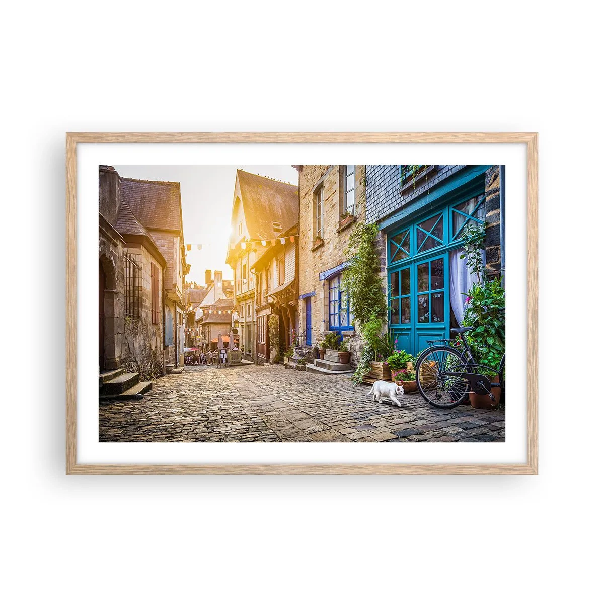 Poster in cornice rovere chiaro - Lo spirito bianco della cittadina - 70x50 cm