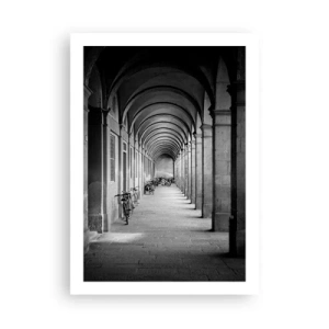Poster - Architettura in bianco e nero dei portici - 50x70cm - Sotto i portici - Decorazione murale moderna per soggiorno e camera da letto ARTTOR