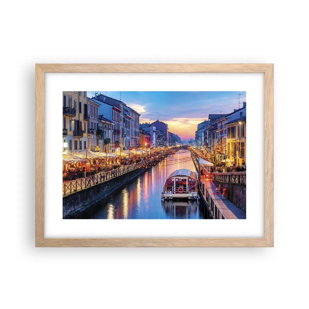 Poster in cornice rovere chiaro - Sera di luce e di divertimento - 40x30 cm