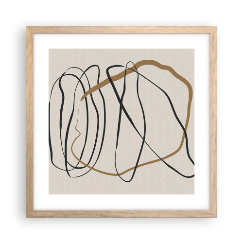 Poster in cornice rovere chiaro - Composizione: danza intricata - 40x40 cm