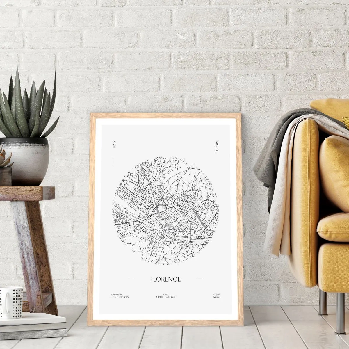 Poster in cornice rovere chiaro - Anatomia di Firenze - 61x91 cm