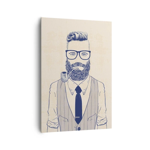 Quadro su tela - Stampe su Tela - Uomo stilizzato con barba, pipa e occhiali - 70x100cm - Allegro, maschile e alla moda - Decorazione murale moderna per soggiorno e camera da letto ARTTOR
