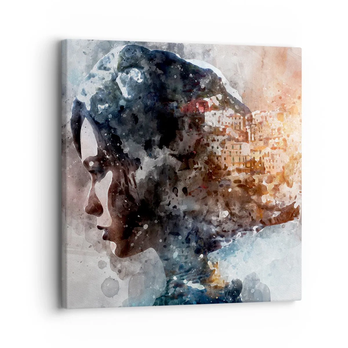 Quadro su tela - Stampe su Tela - Racconto su una ragazza con città sullo sfondo - 30x30 cm