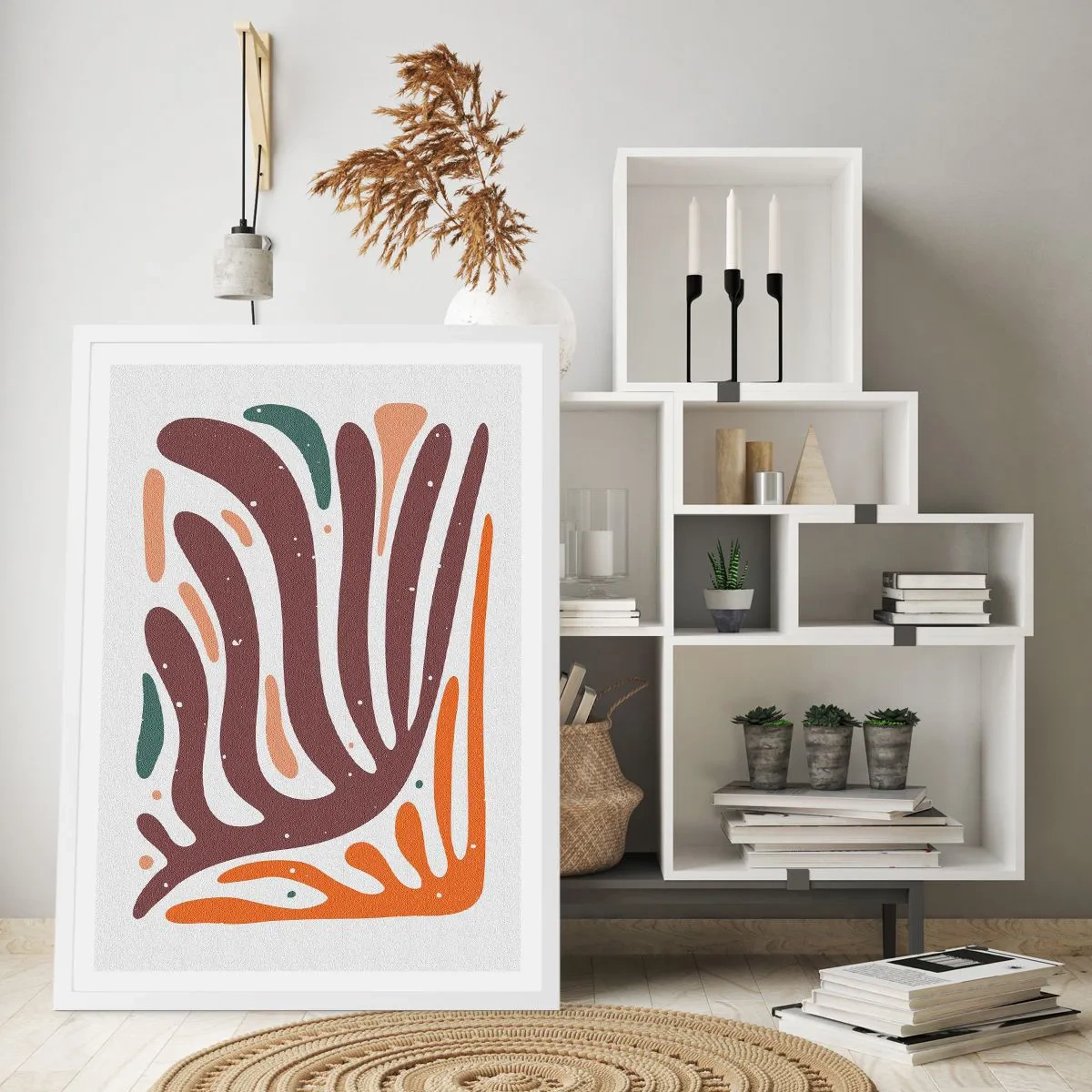 Poster in cornice bianca - Composizione organica raggiante - 61x91 cm