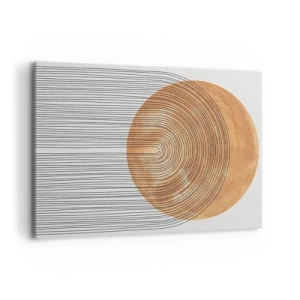 Quadro su tela - Stampe su Tela - Composizione geometrica con cerchi e linee dai colori caldi. - 100x70cm - Composizione solare - Decorazione murale moderna per soggiorno e camera da letto ARTTOR