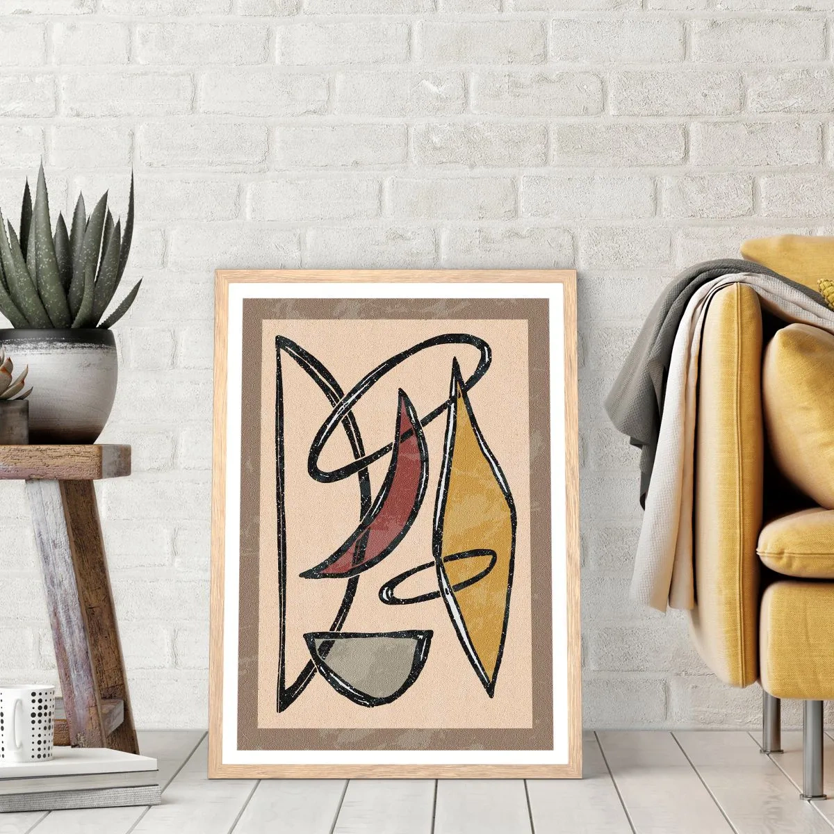 Poster in cornice rovere chiaro - Composizione: archi e ovali - 70x100 cm