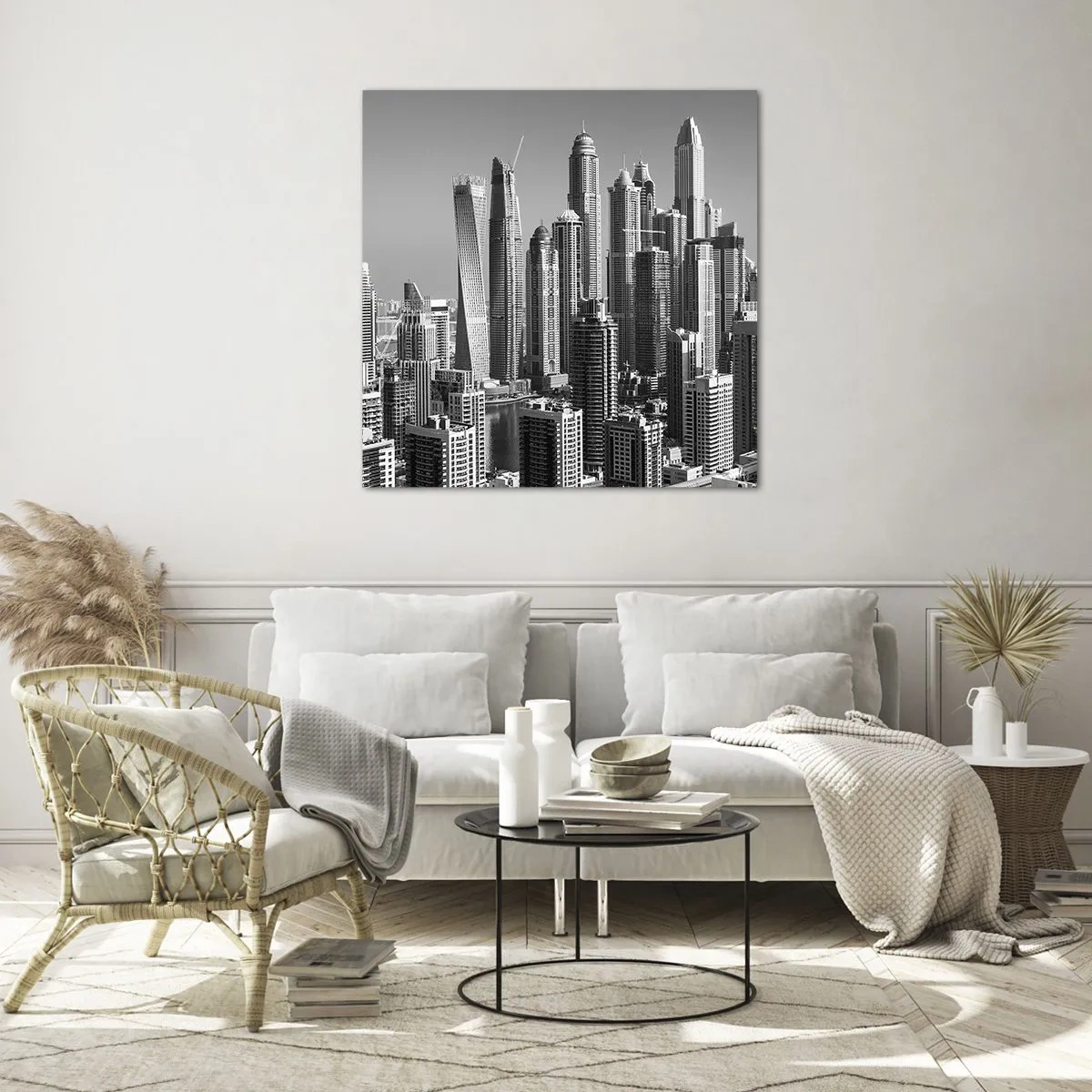 Quadro su vetro - La città sul deserto - 30x30 cm