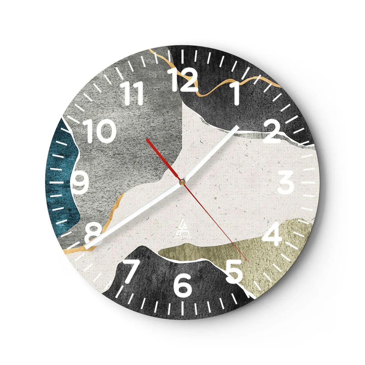 Orologio da parete - Orologio in Vetro - Composizione mosaico con filo d'oro - 30x30 cm