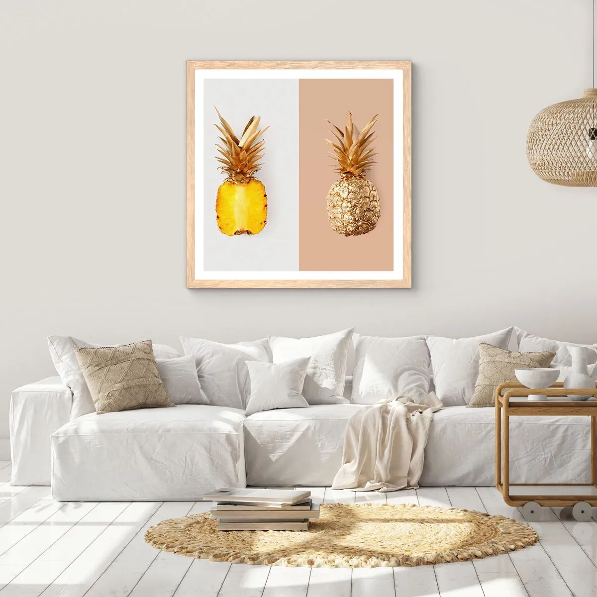 Poster in cornice rovere chiaro - Ananas per due - 40x40 cm