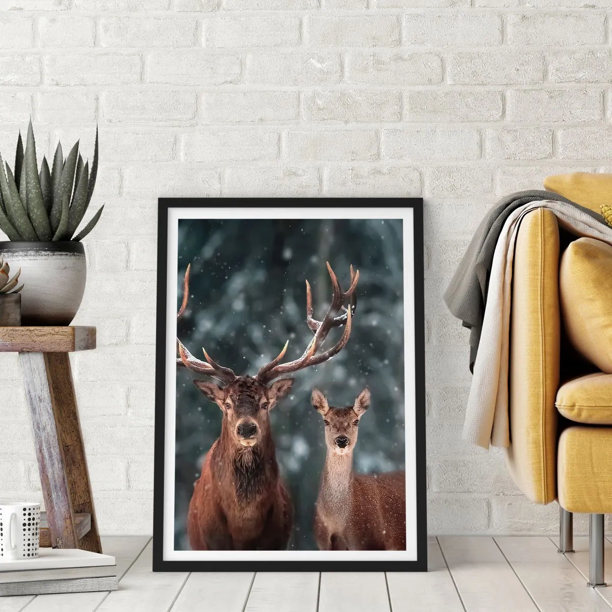 Poster in cornice nera - Il re della foresta con la consorte - 40x50 cm