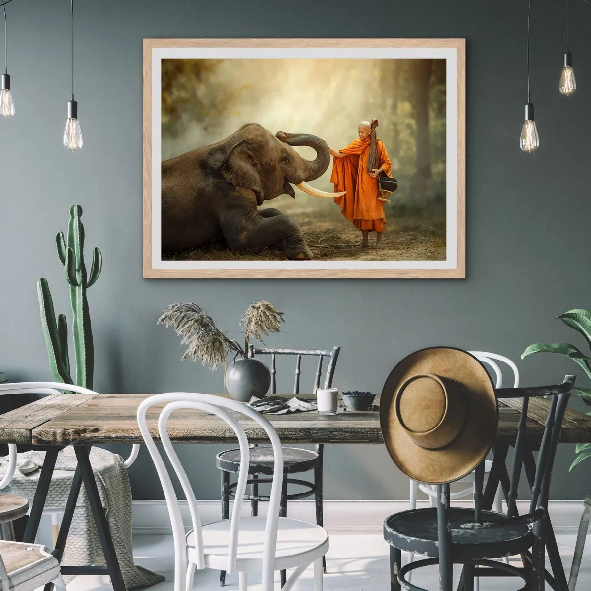 Poster in cornice rovere chiaro - Incontro nel viaggio - 91x61 cm