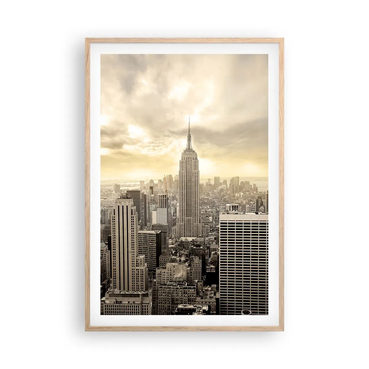 Poster in cornice rovere chiaro - New York in grigio - 61x91 cm