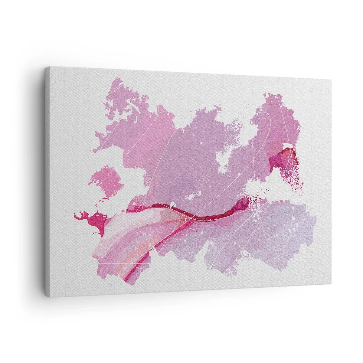 Quadro su tela - Stampe su Tela - Mappa del mondo rosa - 70x50 cm