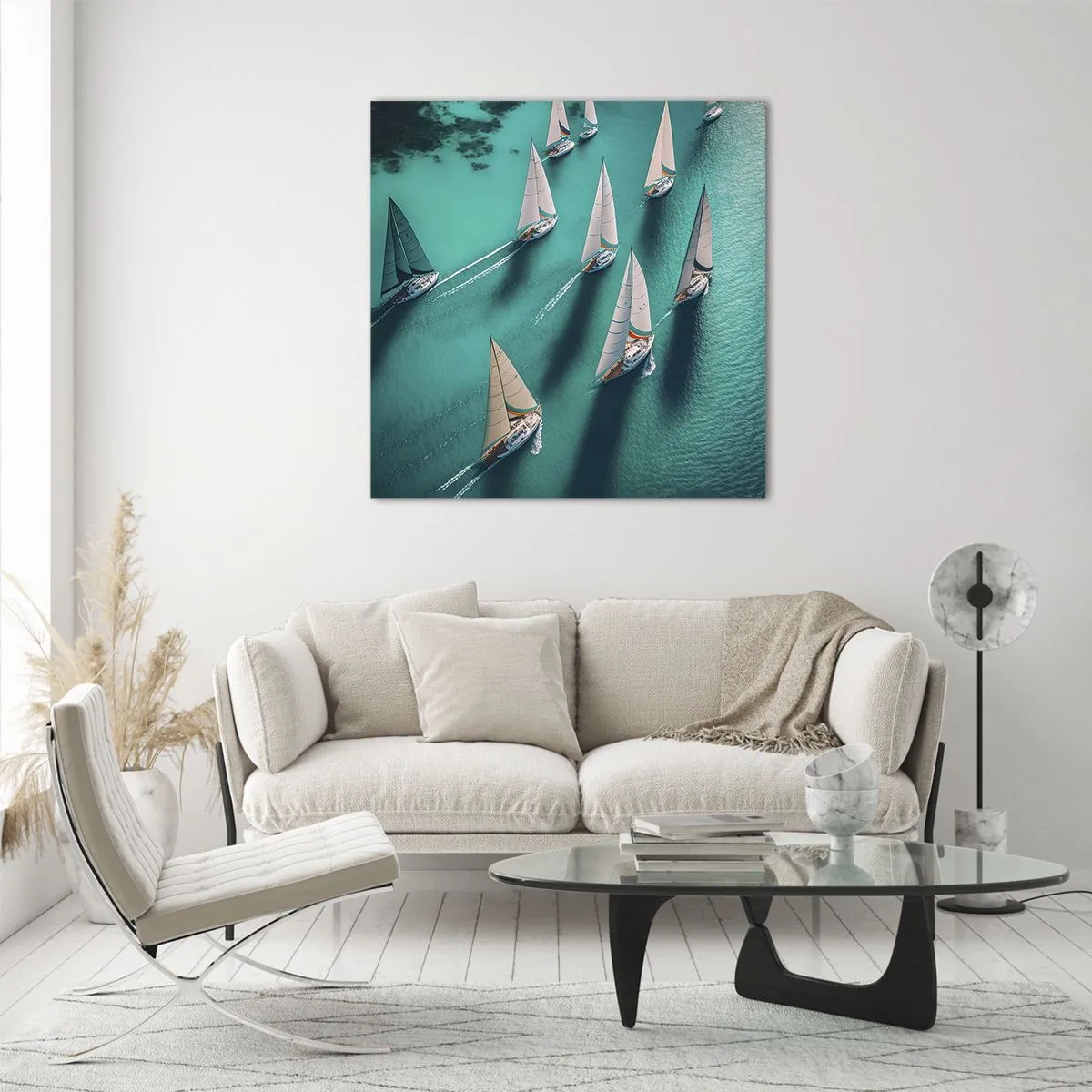 Quadro su vetro - In gara con il vento - 70x70 cm