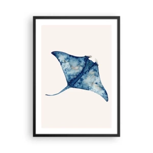 Poster in cornice nera - Disegno di una pastinaca nei toni del blu - 50x70cm - Vita nel blu - Decorazione murale moderna per soggiorno e camera da letto ARTTOR