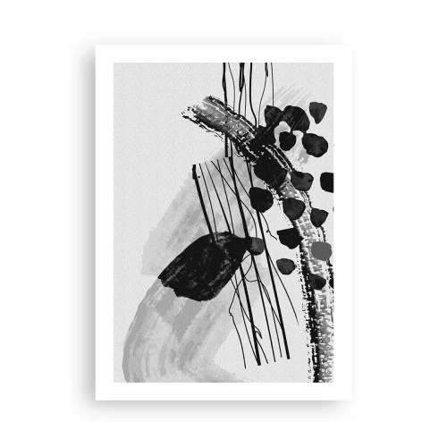 Poster - Astrazione moderna in bianco e nero con linee dinamiche - 50x70cm - Astrazione organica in bianco e nero - Decorazione murale moderna per soggiorno e camera da letto ARTTOR