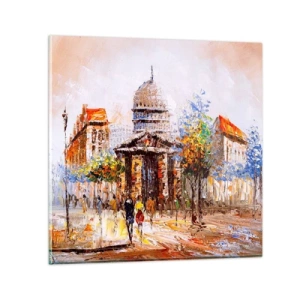 Quadro su vetro - Passeggiata a Parigi - 70x70 cm