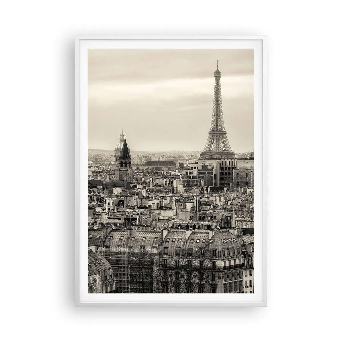 Poster in cornice bianca - Sui tetti di Parigi - 70x100 cm